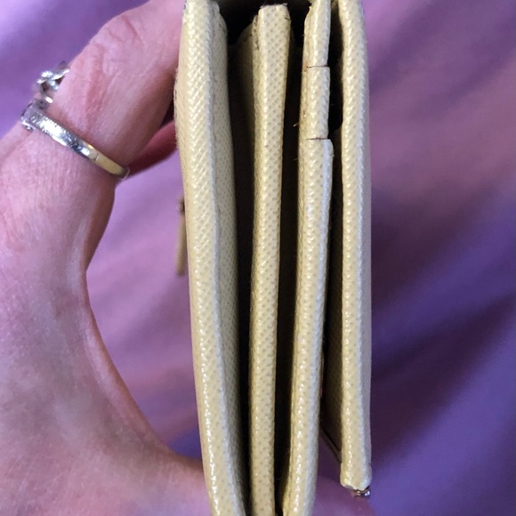 PRADA! Butter cream yellow with gold logo and trim Saffiano Leather Long Wallet - Picture 6 of 16